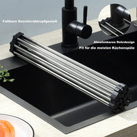 1 x RAW Customer Returns ViWaVee Dish Drainer, Foldable and Removable Dish Drainer over the Sink, Draining Mat, Draining Rack for Cups, Fruit, Vegetables, Super Kitchen Organizer Black 43 35  - RRP €19.67