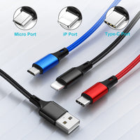 1 x RAW Customer Returns NINGKPOW Multi USB Cable 2Pack 1.2M , 3 in 1 Universal Charging Cable Nylon Fast Multi Charging Cable USB Multiple Charging Cable with Micro USB Type C for Samsung Galaxy S23 S22, Huawei P50 P40, Oneplus, LG - RRP €6.5