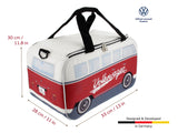 1 x RAW Customer Returns BRISA VW Collection - Volkswagen Insulated Cooling Heat Thermal Picnic Lunch Bag Box for Food in T1 Bulli Bus Design White Red 25 Liters  - RRP €30.2