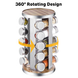 1 x RAW Customer Returns DEFWAY Spice Carousel Rotating Spice Rack Standing - Extendable Spice Rack with 20 spice jars without contents , label paper, writing pen and funnel - RRP €33.26