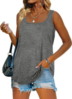 1 x RAW Customer Returns Famulily Women s Summer T-Shirt Sleeveless Tops Blouse Loose Shirt Tank Top Vest Tops, Grey, S - RRP €20.16