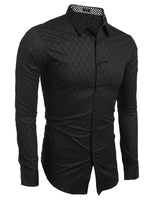 1 x RAW Customer Returns COOFANDY Men s Long Sleeve Shirts Slim Fit Casual Shirt Diamond Pattern Check Shirt Business Shirt Party Wedding Shirts Modern Men Classic Shirts Long Sleeve Shirt,2-Black,M - RRP €37.3