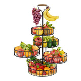 1 x RAW Customer Returns MOCOLOM 5 Tier Fruit Bowl Fruit Basket with Banana Holder, Fruit Stand Modern Metal Fruit Bowls in Kitchen, Fruit Stand Vegetable Basket Organizer Fruit Vegetable Storage Fruit Baskets for Bread Snacks Black  - RRP €46.38