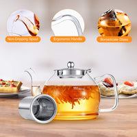 1 x RAW Customer Returns 1.2L teapot, teapot with strainer insert, STNTUS teapot glass, teapot with strainer, glass teapot with tea strainer, tea pot, tea maker, glass pot heat-resistant, teapots, borosilicate glass glass pot - RRP €25.56