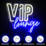 1 x RAW Customer Returns VIP Lounge Neon Sign for Wall Decoration, VIP Neon Light for Room Decoration, VIP Neon Sign with USB Powered for Hotel, Club, Cafe, Bar, Office, Shopping Center, Game Room White Blue  - RRP €38.6