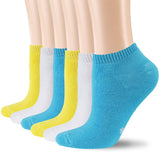 2 x RAW Customer Returns  MD 6 Pairs Women s Viscose Socks Thick Fully Padded Casual Low Cut Sports Short Socks Yellow White Blue39-42 - RRP €48.0