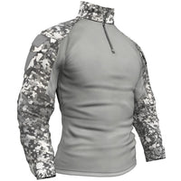 1 x RAW Customer Returns Memoryee Men s Military Tactical Shirt Long Sleeves Combat T-Shirt Camo Slim Fit with Zipper Pockets 1 4 ACU L - RRP €37.49