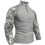 1 x RAW Customer Returns Memoryee Men s Military Tactical Shirt Long Sleeves Combat T-Shirt Camo Slim Fit with Zipper Pockets 1 4 ACU L - RRP €37.49