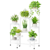 1 x RAW Customer Returns VASZOLA 8 Tier Metal Plant Stand Flower Shelf, Foldable Corner Plant Shelf for Multiple Plants, Tiered Plant Stairs Flower Pot Holder for Patio Living Room Garden Balcony, White - RRP €66.99