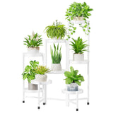 1 x RAW Customer Returns VASZOLA 8 Tier Metal Plant Stand Flower Shelf, Foldable Corner Plant Shelf for Multiple Plants, Tiered Plant Stairs Flower Pot Holder for Patio Living Room Garden Balcony, White - RRP €66.99