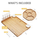 1 x RAW Customer Returns hecef Bamboo Cheese Board with Utensils 13 Pieces, 4 Cheese Knives, 2 Ceramic Bowls, 4 Serving Forks, Cold Cuts Set - Gift Idea - Food Serving Trays - RRP €61.56