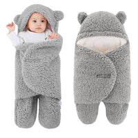 1 x RAW Customer Returns LILBESTIE Newborn Plush Swaddle Blankets Ultra Soft Baby Sleeping Bag Blanket Cute Bear Infant Clothes Blue S 0-3 Months  - RRP €18.67