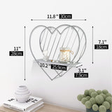 1 x RAW Customer Returns Afuly Wall Shelf Metal Grey Wooden Floating Shelves Heart Rustic Wall Decoration Bedroom Bathroom Family Gift 28X30 cm - RRP €25.56