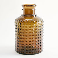 1 x RAW Customer Returns Medium Recycled Glass Bottle with Embossed Dot Design - Small Handmade Mediterranean Style Glass Carafe for Decoration as a Vase or Vase Amber  - RRP €23.8