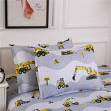 1 x RAW Customer Returns AShanlan children s boys bed linen 135 x 200 excavator construction site truck motif children s bed linen set 100 microfiber white grey duvet cover with pillowcase 80 x 80 cm - RRP €27.22