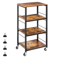 1 x RAW Customer Returns CADUKE Rolling Kitchen Cart, Industrial Serving Cart, 4 Tier Wooden Utility Island on Wheels, Rolling Bar Cart with Storage, Farmhouse Microwave Table Serving Cart Stand for Bathroom, - RRP €132.14