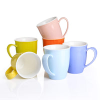 1 x RAW Customer Returns Panbado, 6-piece set of porcelain cups, 310 ml colored mug set, coffee cup, milk coffee mug, tea cup, mug with handle for hot drinks, coffee, tea, milk, cocoa, ceramic mug - RRP €40.32