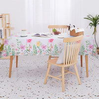 1 x RAW Customer Returns Yrendenge Spring Flowers Tablecloth 140 240cm Polyester Wipeable Watercolor Tablecloth Machine Washable Decorative Summer Tablecloth White for Picnic, Party, Garden, Living Room, Dining Table - RRP €20.16