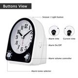 1 x RAW Customer Returns Eachui analogue alarm clock with 7 alarm tones, night light, snooze, no ticking, silent with adjustable volume, battery operated - RRP €19.15