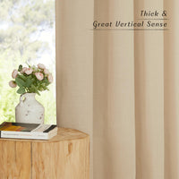 1 x RAW Customer Returns PONY DANCE Boho Curtains Linen Curtains Living Room Eyelet Curtain Set of 2 H 245 x W 140 cm Linen Look Curtains Semi-Transparent Linen Curtains for Living Room Linen Curtain Camel Hair Color - RRP €37.26