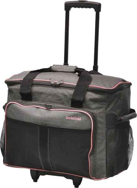 1 x RAW Customer Returns foolsGold Professional Padded Bag Cart with Wheels for Sewing Machine - Dark Grey Pink - RRP €69.99