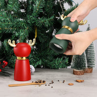 3 x Brand New Deer Shaped Wooden Salt and Pepper Mill Set Red Green 2 Piece Wooden Salt Mill Set Adjustable Ceramic Mill Refillable - RRP €68.94