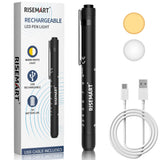 1 x RAW Customer Returns RISEMART Pupil Light Diagnostic Light, Rechargeable LED Pupil Light with USB Cable, Warm Cool White, Portable Aluminum Pupil Light with Clip Black  - RRP €8.05