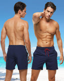 1 x RAW Customer Returns Adorel Men s Swimming Shorts Pocket Zip Quick Drying Short Swimming Trunks Navy Blue L - RRP €19.38