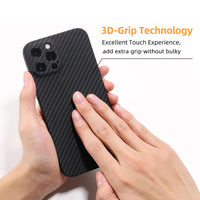 1 x RAW Customer Returns Sisyphy Aramid Case for iPhone 15 Pro Max with Carbon Look Black 600D , Super Slim Soft But Robust, Snap-on Back Wireless Charging Friendly - RRP €40.33