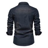 1 x RAW Customer Returns HOTIAN Denim Shirt Men Long Sleeve Denim Shirt Slim Fit Business Casual Shirt Stylish Casual Long Sleeves T-Shirt Navy XL - RRP €31.99