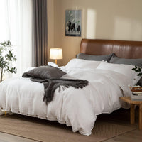 1 x RAW Customer Returns CHUFFED half-linen bed linen 200x200 3-piece linen bed linen set, duvet cover 200x200 cm set of 2 pillowcases 80 x 80 cm, Oeko-Tex certified, made of 55 linen 45 cotton white  - RRP €90.74