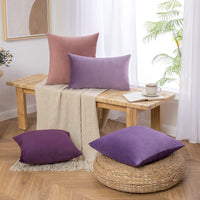 1 x RAW Customer Returns MIULEE Pack of 2 Velvet Cushion Covers Decorative Pillowcases Throw Pillows Sofa Cushions Lumbar Cushions Throw Pillow Covers Cushion Cover Purple 45 x 45 cm - RRP €15.26