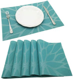 1 x RAW Customer Returns Transplant Placemats Washable Teal Set of 6 Placemats and Coasters - PVC Wearproof Heat Resistant Non-Slip Placemats for Kitchen, Home, Restaurant, Dining Table 45cmx30cm  - RRP €18.95