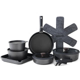 1 x RAW Customer Returns SENSARTE 17 Piece Pot Set, Pan Set Non-Stick Cookware with Removable Handle, Pot Set Induction Dishwasher and Oven Safe, Healthy Non-Stick RV Cookware, PFOA-Free Black  - RRP €106.72