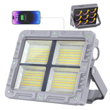 1 x RAW Customer Returns 100W Solar Rechargeable LED Spotlight, 5 Modes USB Portable Work Light with 12000 mAh Batteries, Rechargeable LED Solar Camping Light with Magnet, Flood Lights for Garden, Fishing, Camping, Workshop, Construction Site - RRP €31.99