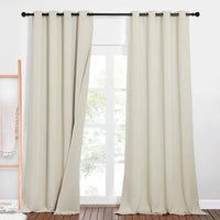 1 x RAW Customer Returns PONY DANCE 100 Indoor Blackout Curtains 2 Pieces 132x260 CM Three-Layer Sound-Absorbing Curtains Thermal Curtains with Rings Bedroom Curtains Living Room Curtains, Light Beige - RRP €102.95