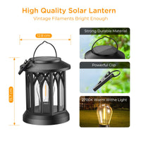 1 x RAW Customer Returns GEARLITE Solar Lights for Outdoor Garden Hanging, 2 Pieces Solar Lanterns for Outdoors with Warm White Tungsten Lights, IP65 Waterproof Solar Lights with Clip for Outdoor Balcony Gifts Patios - RRP €30.24