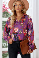 3 x Brand New Aleumdr Top Women Blouse Elegant V-neck Floral Chiffon Blouse Women Long Sleeve Tunic Shirt Blouses Vintage Women Long Sleeve Shirts Blouses Tops A-8 M - RRP €84.66