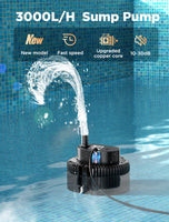 1 x RAW Customer Returns Submersible Dark Water Pump, Pool Emptying Pump, Garden Irrigation Lnicez 75 W, 19 mm, 3,000 l h, 5 m with drain hose and extra long 7.5 m power cable Black  - RRP €49.99