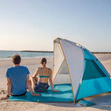 1 x RAW Customer Returns WolfWise beach tent with UV protection 50 , 2-3 person beach tent, sun protection wind protection with expandable floor baby sun tent automatic mini pack size for family camping garden beach beige - RRP €49.16