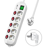 1 x RAW Customer Returns Maiyle 5-way power strip, power strip individually switchable 1 2m, multiple socket with USB, child safety socket, power strip wall mounting 45 rotated, white - RRP €20.05