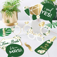 29 x Brand New NICROLANDEE 12 Pack Vintage Green and Gold Botanical Photo Props for Wedding, Bachelorette Bachelorette Party, Bridal Squad, Selfie Props, Bride to be Props - RRP €292.03