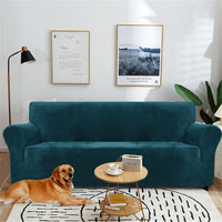 1 x RAW Customer Returns YSTELLAA Velvet Stretch Sofa Cover 1 Seater, Sofa Protector Non-Slip Sofa Cover, Sofa Cover With Armrests, Elastic Couch Cover, Armchair Protector Sofa Protector Cat Armchair Cover, Dark Green - RRP €30.24