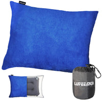 1 x RAW Customer Returns LUFEEMGA Travel Pillow 33 x 43cm - Camping Pillow - Ultralight Compact Inflatable Outdoor Pillow - Neck Pillow for Backpacking, Plane, Car, Picnic, Beach Dark Blue  - RRP €22.8