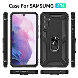 1 x RAW Customer Returns Fetrim Case for Galaxy A34 5G, Shockproof Protective Case with Rotating Ring Stand for Samsung Galaxy A34 5G Black - RRP €21.6