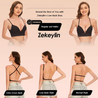 1 x RAW Customer Returns Zekeylin Bra Backless Bra for Deep Back Neckline Seamless Underwire Bra for Backless Dress Invisible Deep Cut Bras, Convertible Bras with Deep Back for Women Black, L  - RRP €32.99