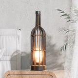 1 x RAW Customer Returns MJ PREMIER table lamp wireless, battery-operated table lamp made of wood, vintage wooden bottle design, bedside lamp with timer and lightbulb, suitable for bedroom, living room, table decoration, black - RRP €29.23