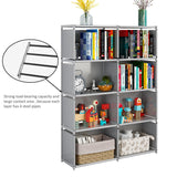 1 x RAW Customer Returns JIUYOTREE 5 Tier Closet Organizer with Cloth on the Back, Double Row Modular Cube Bookcase Bookshelf Living Room Study Bedroom Gray - RRP €27.23