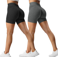 1 x RAW Customer Returns ZAAYO 2 Pack Sport Shorts Women Butt Scrunch Short Sports Pants Running Pants High Waist Shorts Butt Lift Booty Seamless Fitness Tie Dye Gym Shorts Hemp Black-Hemp Grey Large - RRP €38.99