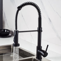 1 x RAW Customer Returns Kitchen faucet with pull-out sprayer, spring faucet kitchen with pull down sprayer shower, 360 swivel hot and cold water sink faucets black  - RRP €53.99